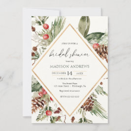 Invitación Elegante invierno Evergreen Poinsettia Bridal Show