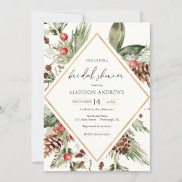 Invitación Elegante invierno Evergreen Poinsettia Bridal Show