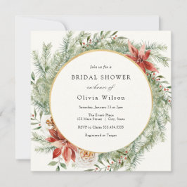 Invitación Elegante invierno Evergreen Poinsettia Bridal Show