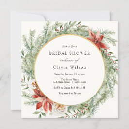 Invitación Elegante invierno Evergreen Poinsettia Bridal Show