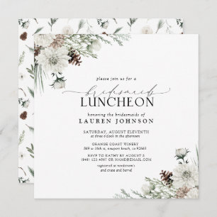 Invitación Elegante invierno Floral acuarela Nodal Luncheon