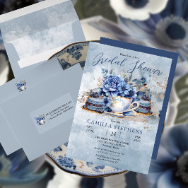 Invitación Elegante invierno Floral Teacup Bridal Shower