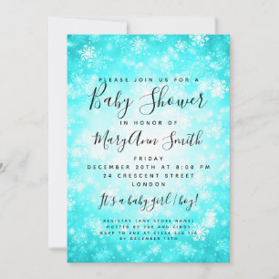 Invitación Elegante invierno Maravilla Baby Shower Turquoise