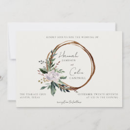 Invitación Elegante Invierno Minimalista Wreath White Green I