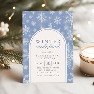 Invitación Elegante invierno Onederland Primer cumpleaños