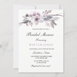 Invitación Elegante invierno púrpura Floral Bridal Shower Inv