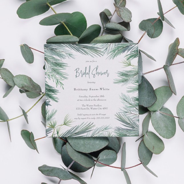 Invitación Elegante invierno vegetación Foliage Bridal Shower (Subido por el creador)