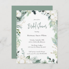 Invitación Elegante invierno verde algodón Eucalyptus Bridal