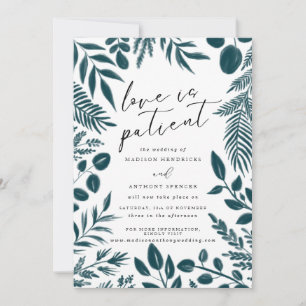 Invitación Elegante Invita de postergación del Boda Verde azu