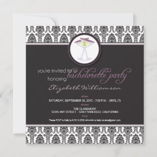 Invitación Elegante invita de solomillo de damasco (violeta)