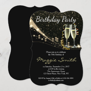Invitación Elegante invitada a la fiesta de cumpleaños de Cha