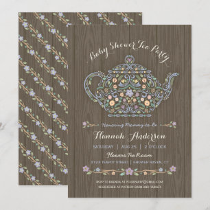 Invitación Elegante invitada Baby Shower de Woodland Teapot