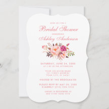 Elegante invitada de ducha de novia floral rosa Ru