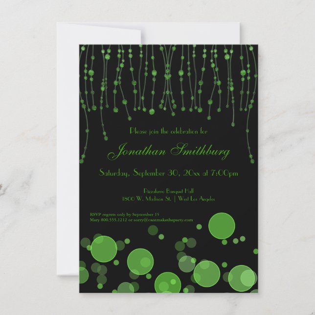 Invitación Elegante invitada de fiesta verde esmeralda de cum (Anverso)