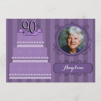 Invitación Elegante invitada fotográfica de cumpleaños 90 de