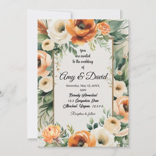 Invitación Elegante invitado boda del Boho (Anverso)