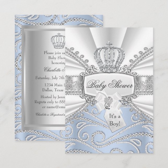 Invitación Elegante invitado de Baby Shower del principito Di (Anverso / Reverso)