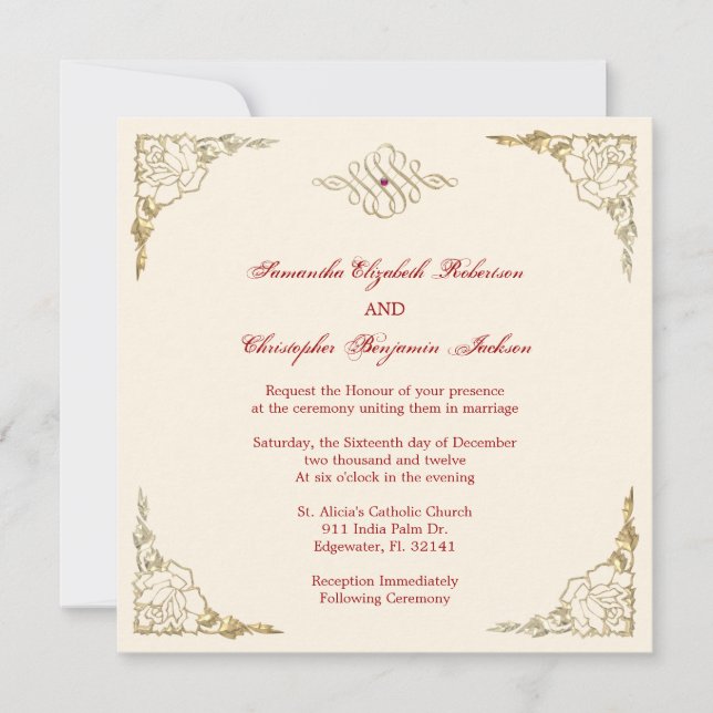 Invitación Elegante invitado de Boda de Oro de Acento Dorado (Anverso)