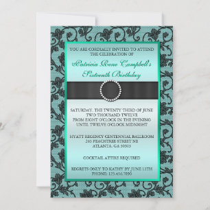 Invitación Elegante invitado de encaje floral [Verde azulado]