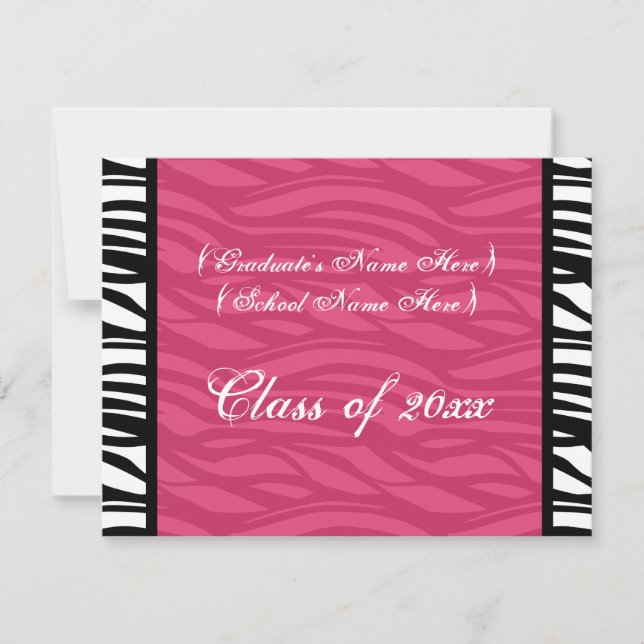Invitación Elegante invitado de graduación femenina de cebra  (Anverso)
