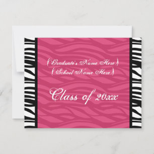 Invitación Elegante invitado de graduación femenina de cebra