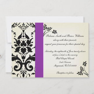 Invitación Elegante invitado de matrimonio morado y negro