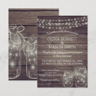 Invitación Elegante invitado de matrimonio ruso Mason Jar