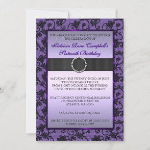 Invitación Elegante invitador de encaje floral [púrpura]