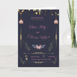Invitación Elegante invitat Boda floral negro y geométrico