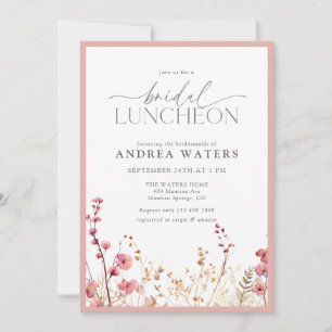 Invitación Elegante Invitat Luncheon de flores rosadas