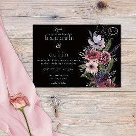 Invitación Elegante invitat negro arborgoñoso floral negro