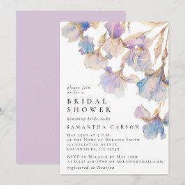 Invitación Elegante Iris Floral Watercolor Bridal Shower