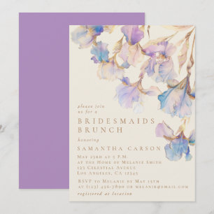 Invitación Elegante Iris Floral Watercolor Bridesmaids Brunch