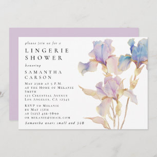 Invitación Elegante Iris Floral Watercolor Lingerie Shower