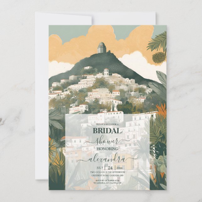 Invitación Elegante Italia Capri Destino Ducha Novial (Anverso)