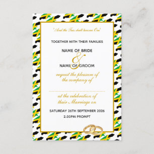 Invitación Elegante JAMAICA con Boda de guiones dorados