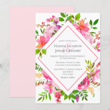 Elegante jardín acuarela Boda de aire floral rosa