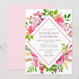 Invitación Elegante jardín acuarela Boda de aire floral rosa