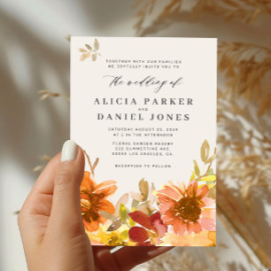 Invitación Elegante jardín acuarela floral marfil boda