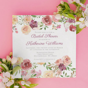 Invitación Elegante Jardín Botánico de Flores Rosa Ducha Brid