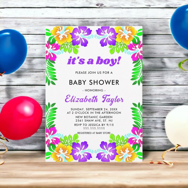 Invitación Elegante Jardín Botánico Floral Boy Baby Shower (Subido por el creador)