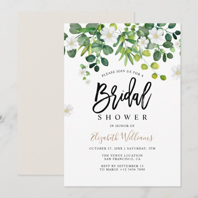Invitación Elegante Jardín Botánico Primavera Ducha Bridal (Anverso / Reverso)