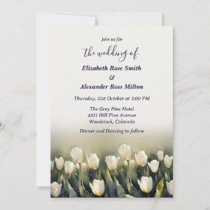 Invitación Elegante jardín de Bonito de tulipanes blancos bod
