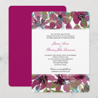 Invitación Elegante jardín de flores color morado | Boda