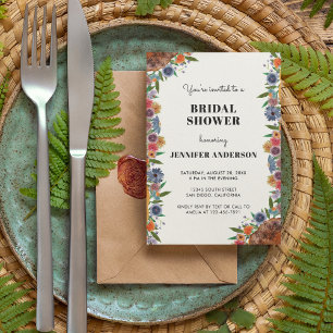 Invitación Elegante Jardín de Flores Silvestres Baño Nupcial
