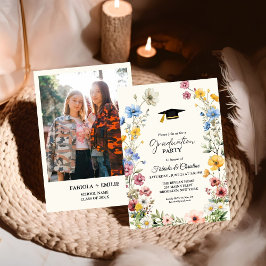 Invitación Elegante jardín de flores silvestres de graduación