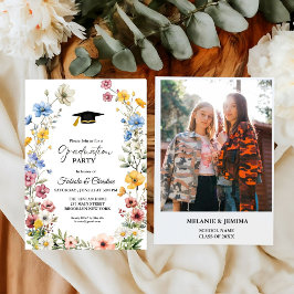 Invitación Elegante jardín de flores silvestres de graduación