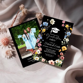 Invitación Elegante jardín de flores silvestres de graduación