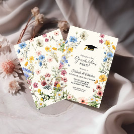 Invitación Elegante jardín de flores silvestres de graduación