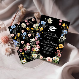 Invitación Elegante jardín de flores silvestres de graduación